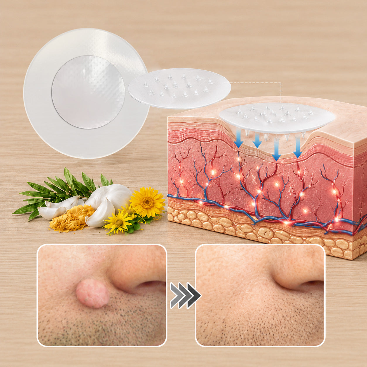 ✨Hydranya®2-in-1 Microneedle & Hydrocolloid Patch🍀| Removes Raised Moles, Acne, Flat Warts & Skin Tags | Helps Improve Wrinkles, Scars & Blemishes | Invisible Patches for Face & Body