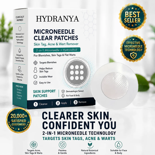 ✨Hydranya®2-in-1 Microneedle & Hydrocolloid Patch🍀| Removes Raised Moles, Acne, Flat Warts & Skin Tags | Helps Improve Wrinkles, Scars & Blemishes | Invisible Patches for Face & Body