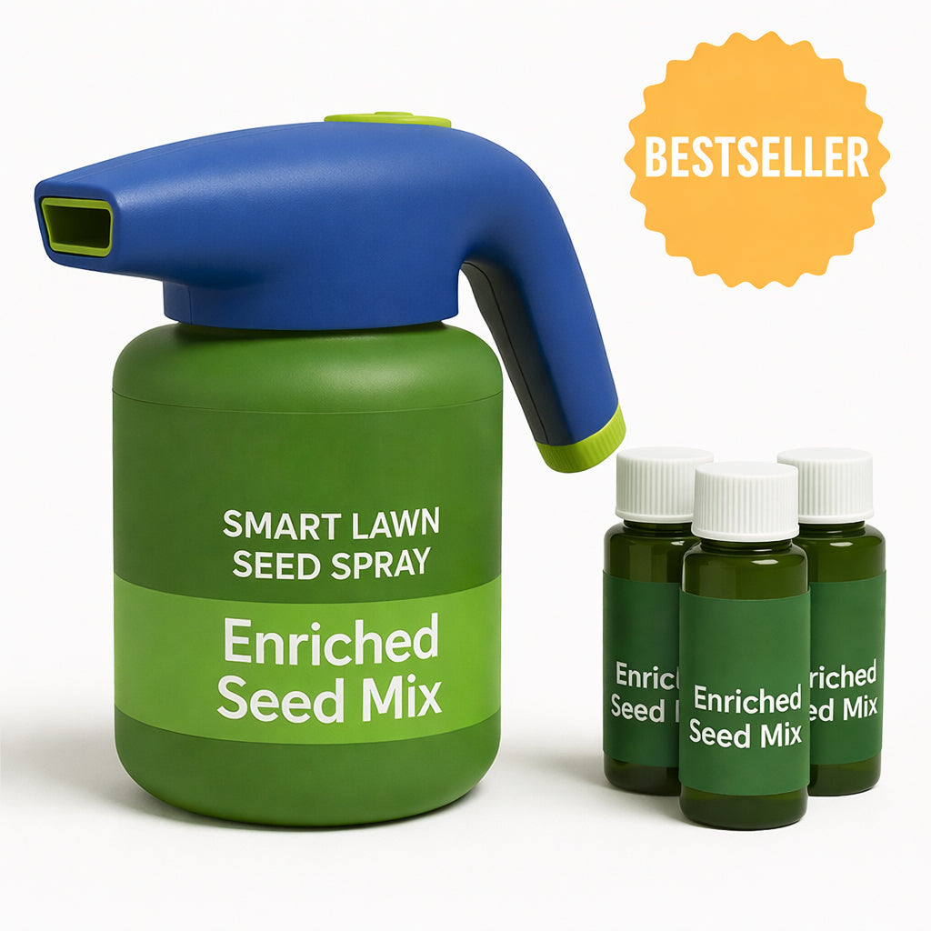 Easy Spray-On Grass Seed & Fertilizer Solution - Instantly Restore Thicker, Greener Lawns in Days (Includes Sprayer & Formula