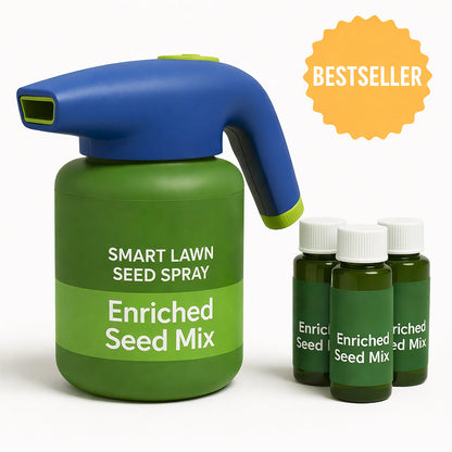 Easy Spray-On Grass Seed & Fertilizer Solution - Instantly Restore Thicker, Greener Lawns in Days (Includes Sprayer & Formula